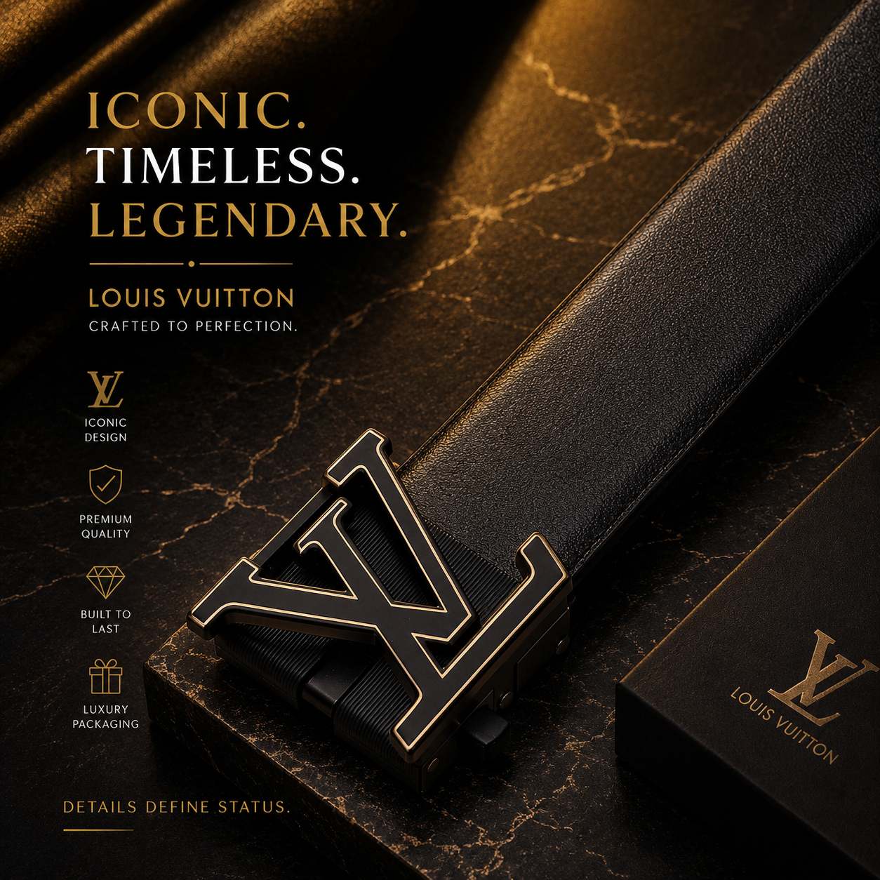 Vuitton Gold LV Buckle Belt