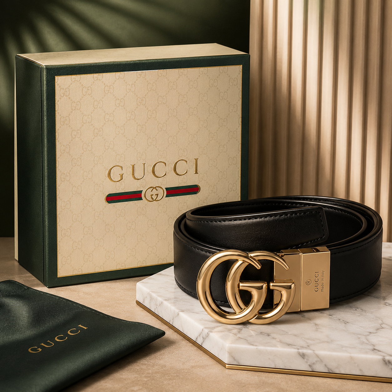 Rose Gold GG Buckle Belt
