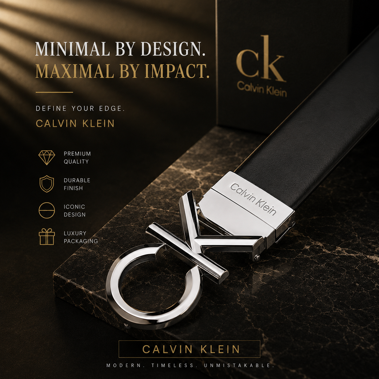 Luxe CK Monogram Leather Belt
