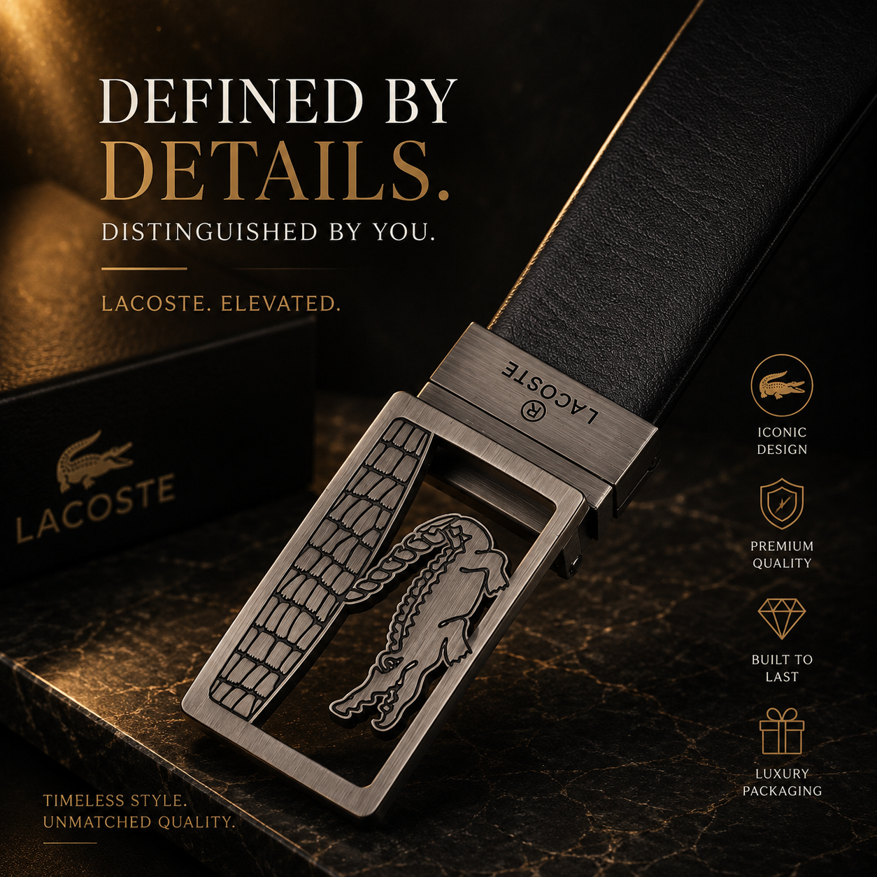 Crocodile Logo Buckle Belt