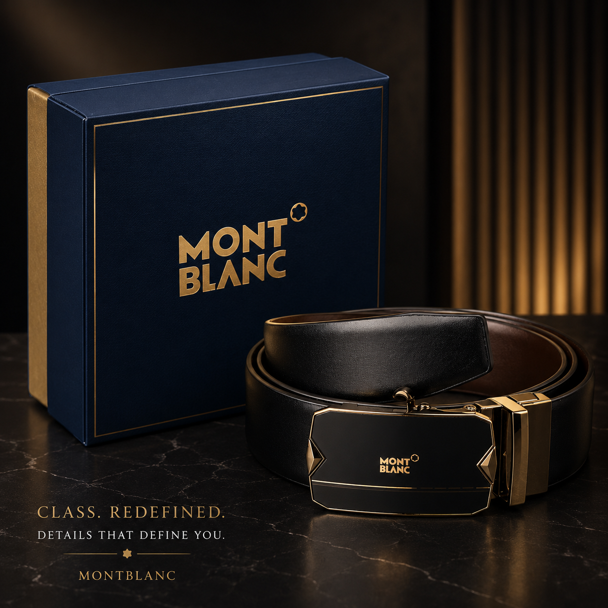 Montblanc Noir Edge Reversible Belt