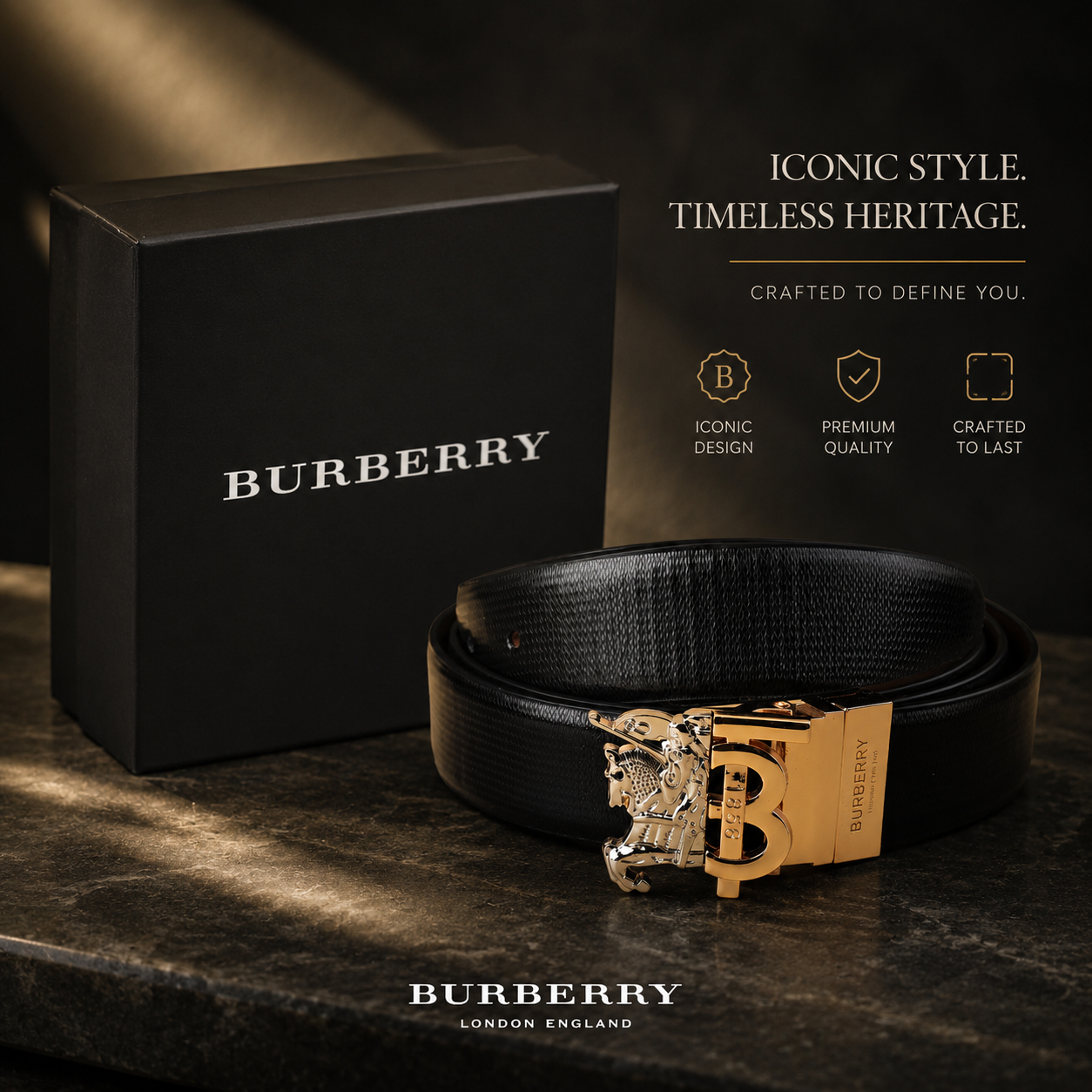 Polished Crest Buckle Belt