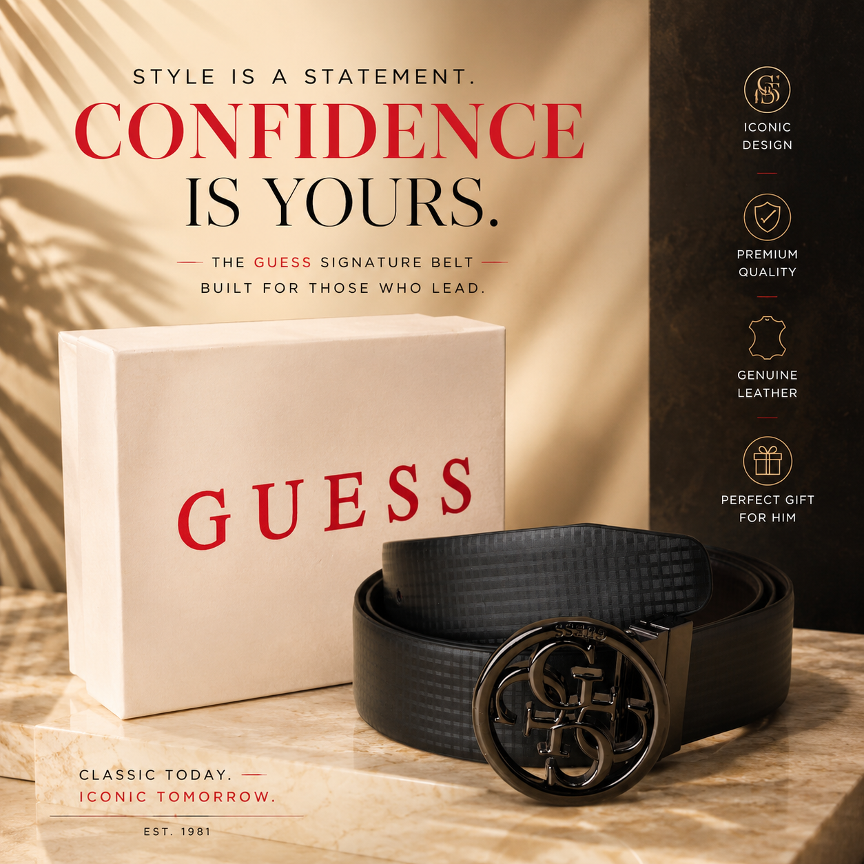 Noir Emblem Luxe Belt