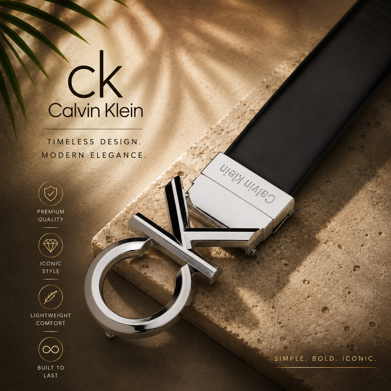 Signature silver leather Belt