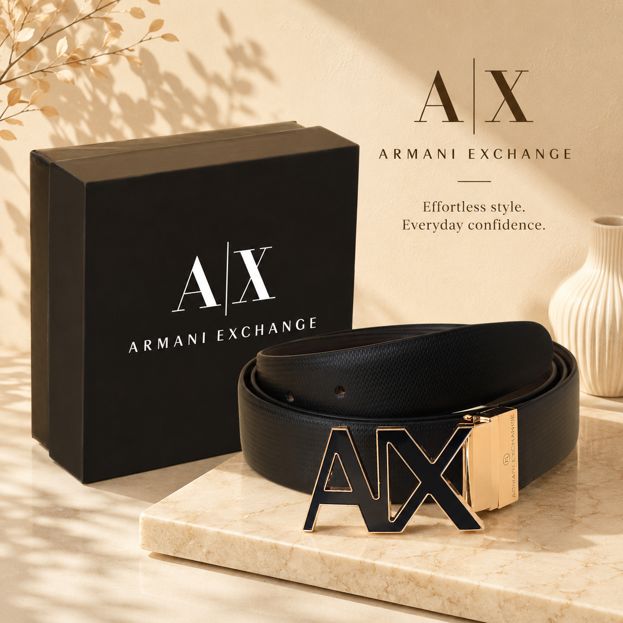 Exchange Gold AX Buckle Leather Belt