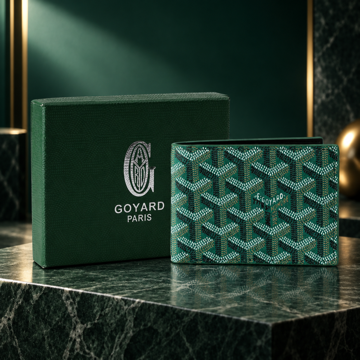 Emerald Monogram Bifold Wallet
