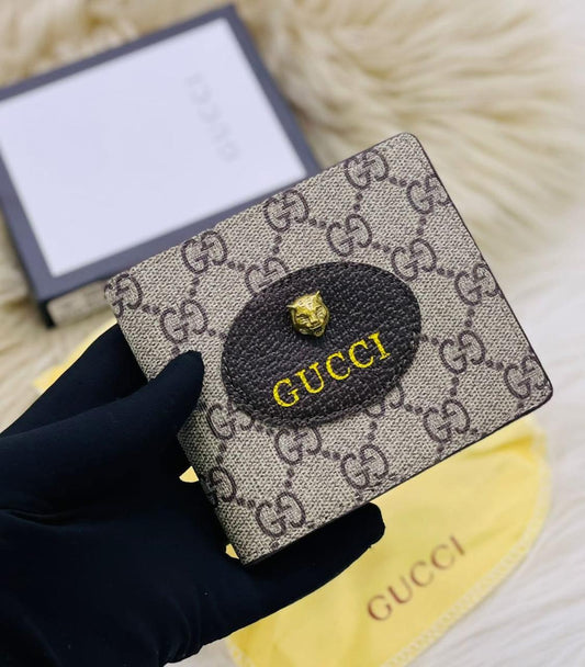 Gucci GG Supreme Tiger Head Wallet (Beige)